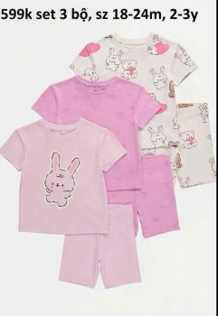 Set 3 bộ màu hồng con thỏ 18-24m