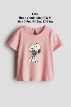 Áo thun cộc tay màu hồng snoopy 6-18m