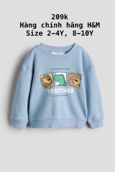 Áo nỉ màu xanh 2-10Y