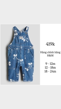 Yếm jeans mickey 9-24m