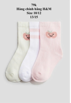 Set 3 tất màu hồng quả táo