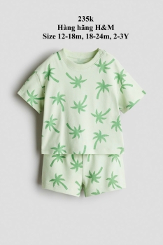 Bộ đồ cộc tay cây dừa xanh lá 12m-3Y