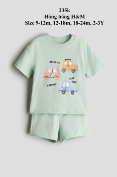 Bộ đồ màu xanh hình ô tô 9m-3Y