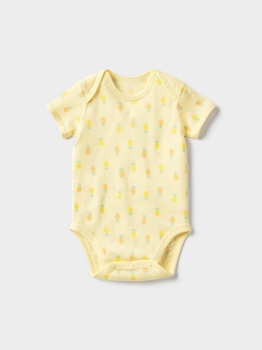 Body chip cộc tay màu vàng Uniqlo 3-24m